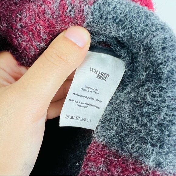 Aritzia Wilfred Free Neelam Off Duty Wool Grey &  Burgundy Plaid Coat XXS - Picture 14 of 16